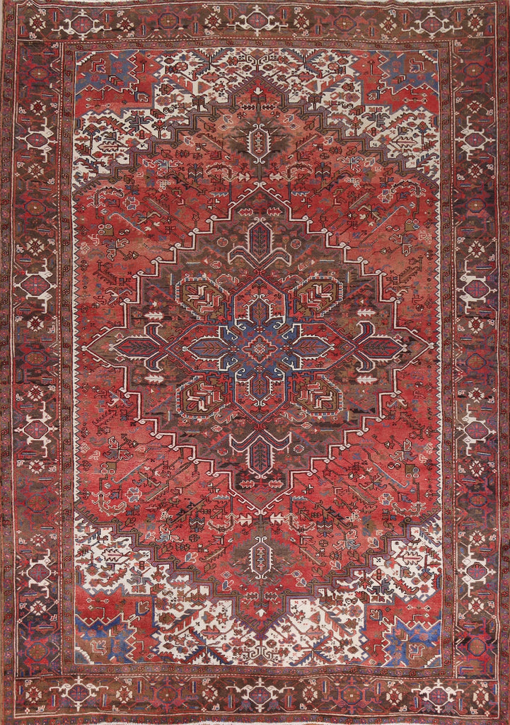 Hand-Knotted Wool Heriz Persian Area Rug 10x12