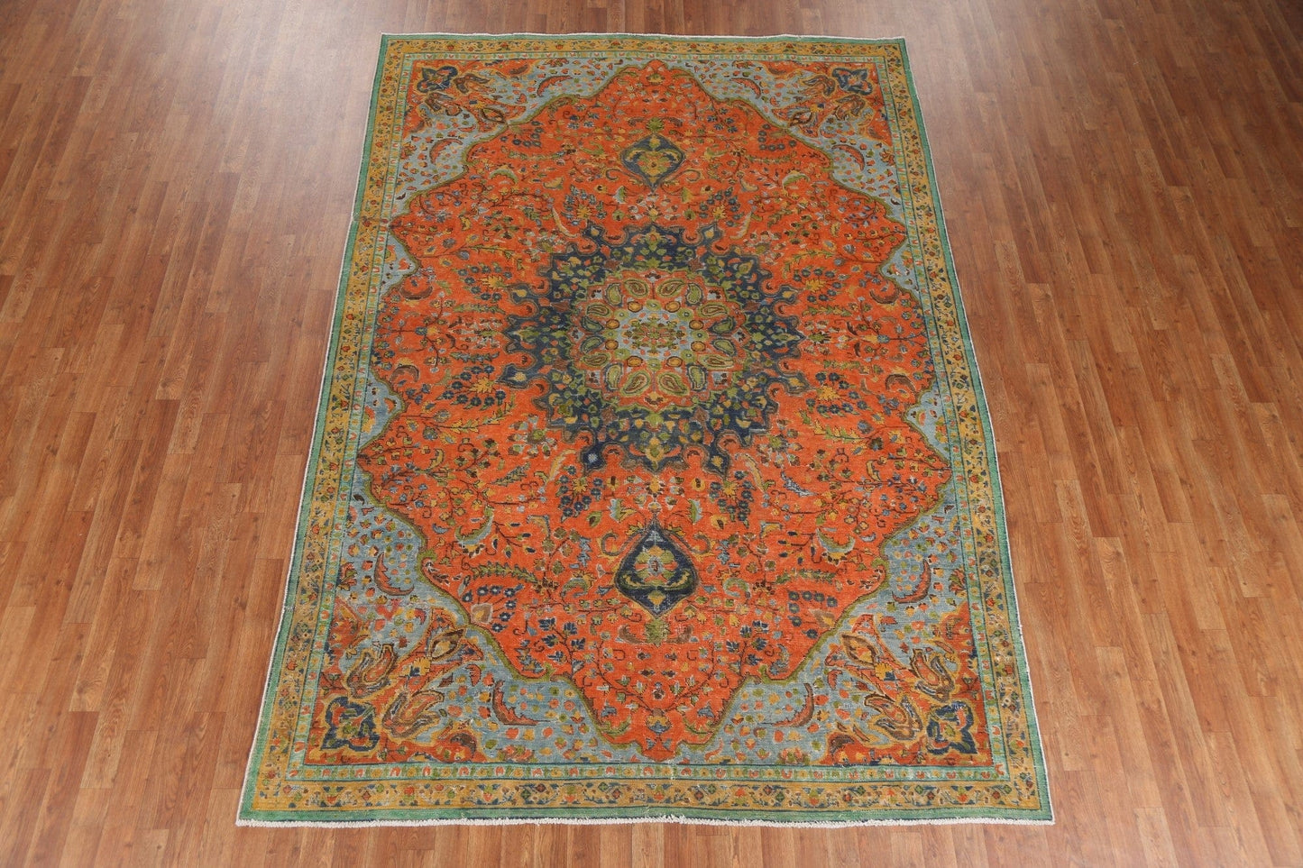 Distressed Over-Dyed Mashad Persian Area Rug 7x10