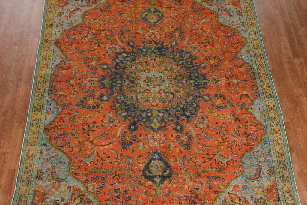 Distressed Over-Dyed Mashad Persian Area Rug 7x10