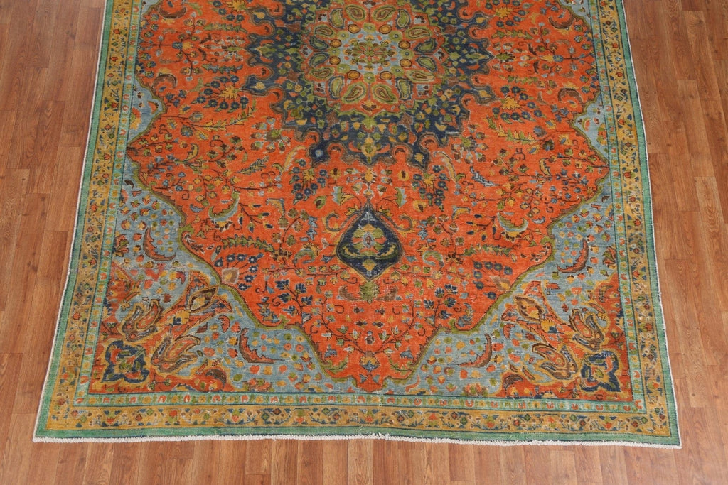 Distressed Over-Dyed Mashad Persian Area Rug 7x10