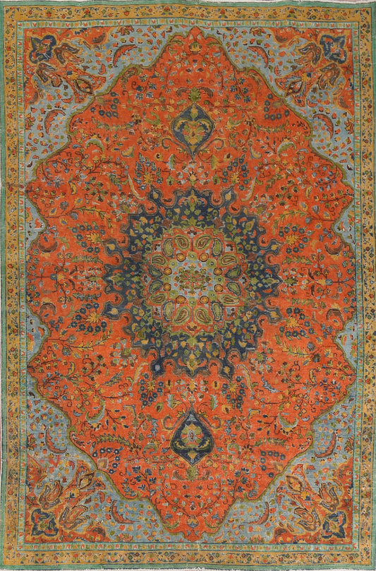 Distressed Over-Dyed Mashad Persian Area Rug 7x10