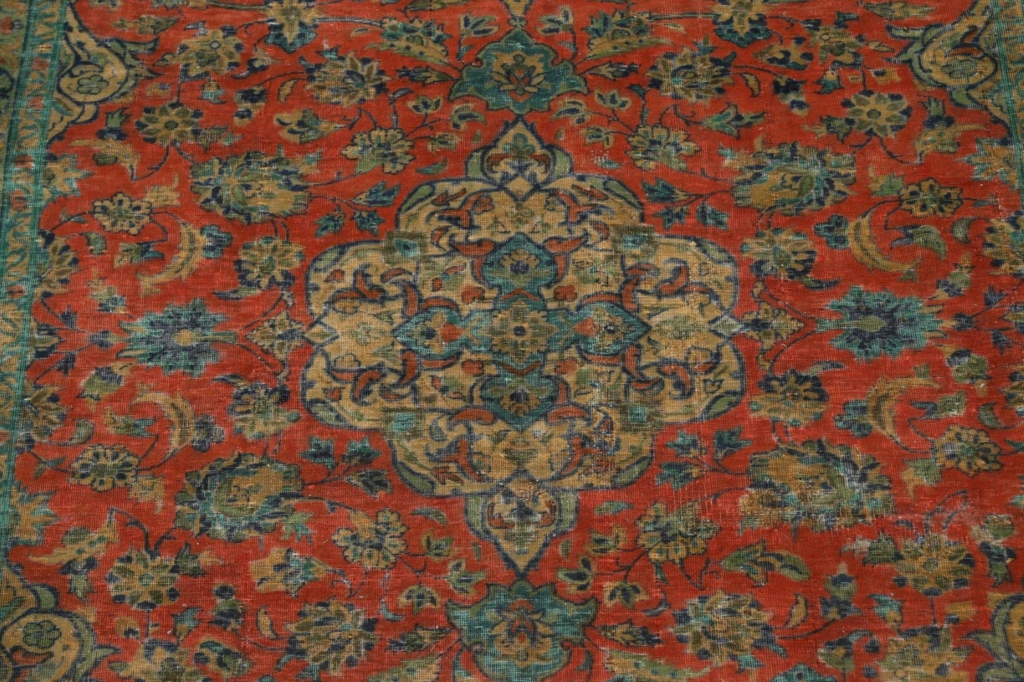 Distressed Over-Dyed Mashad Persian Area Rug 8x11