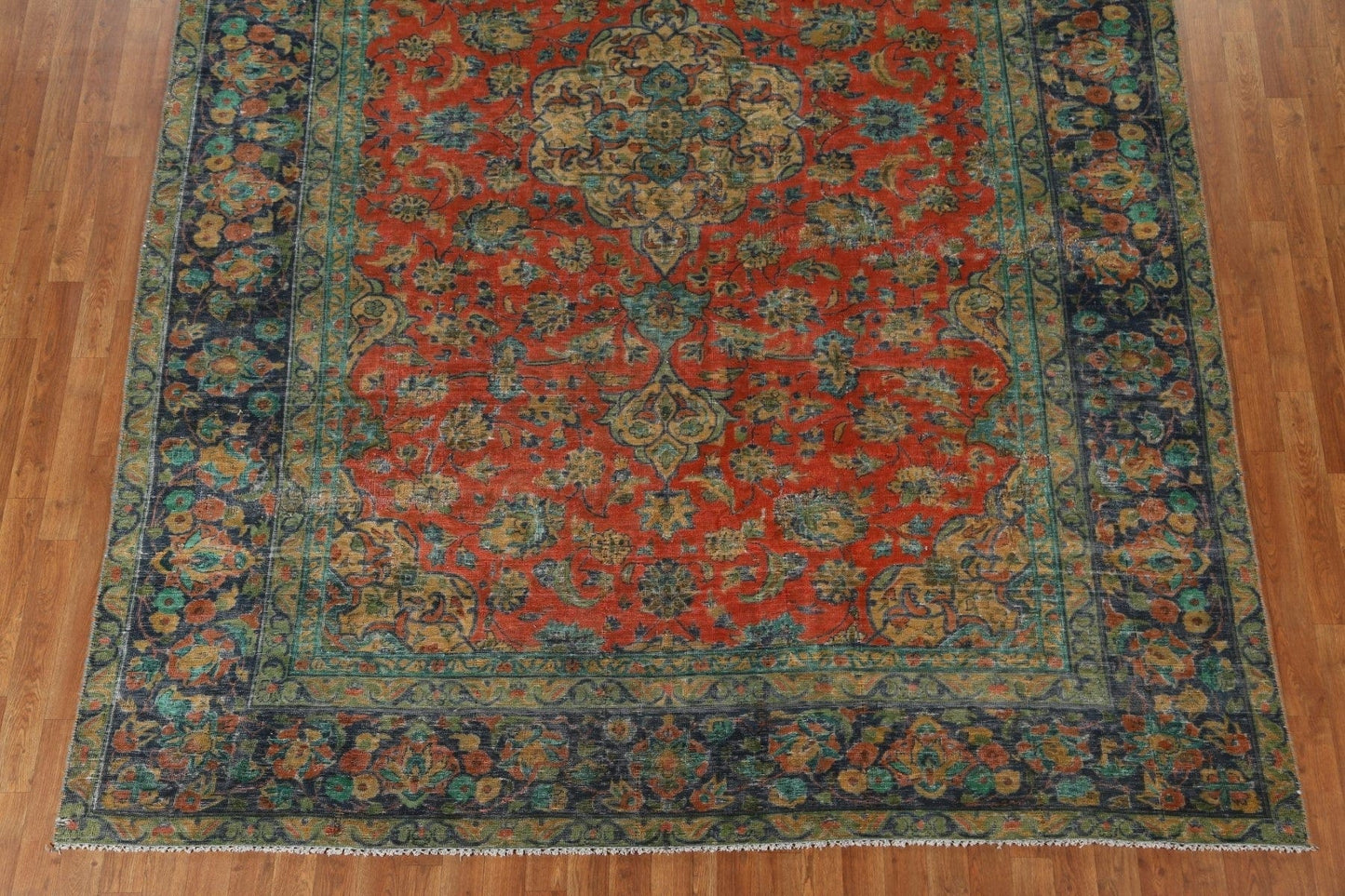 Distressed Over-Dyed Mashad Persian Area Rug 8x11