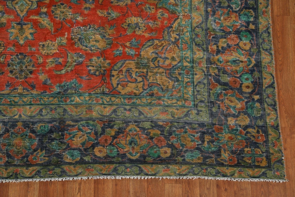 Distressed Over-Dyed Mashad Persian Area Rug 8x11