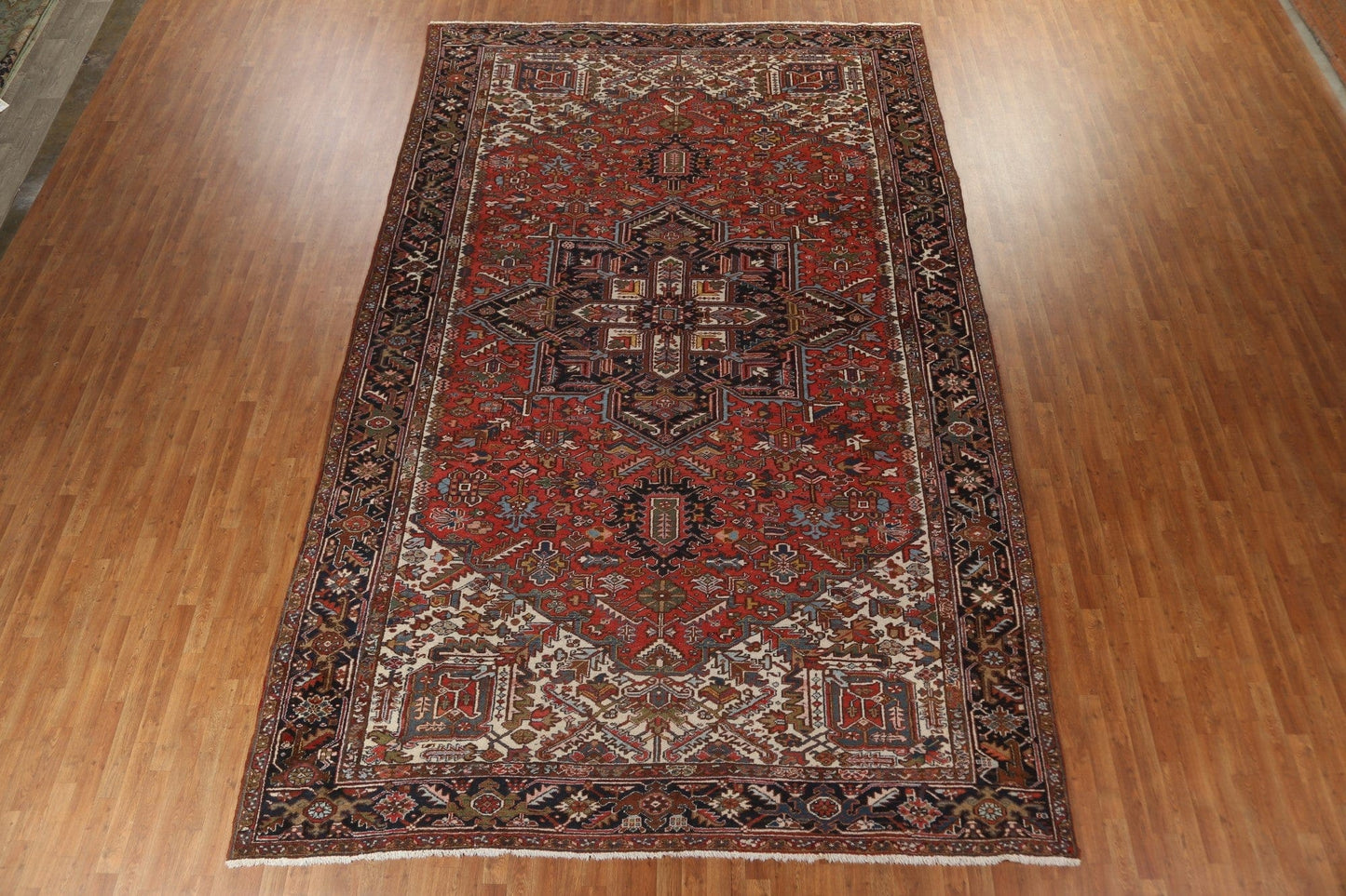 Geometric Vegetable Dye Heriz Large Persian Rug 10x16