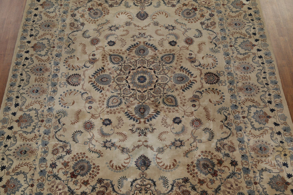 Vintage Floral Vegetable Dye Kashan Persian Area Rug 9x12