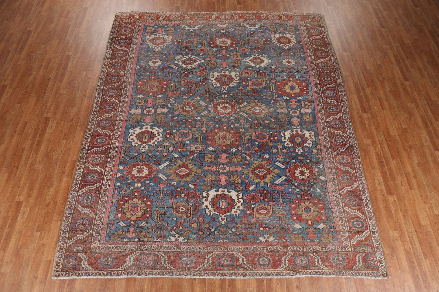 Pre-1900 Antique Vegetable Dye Heriz Serapi Persian Rug 10x12