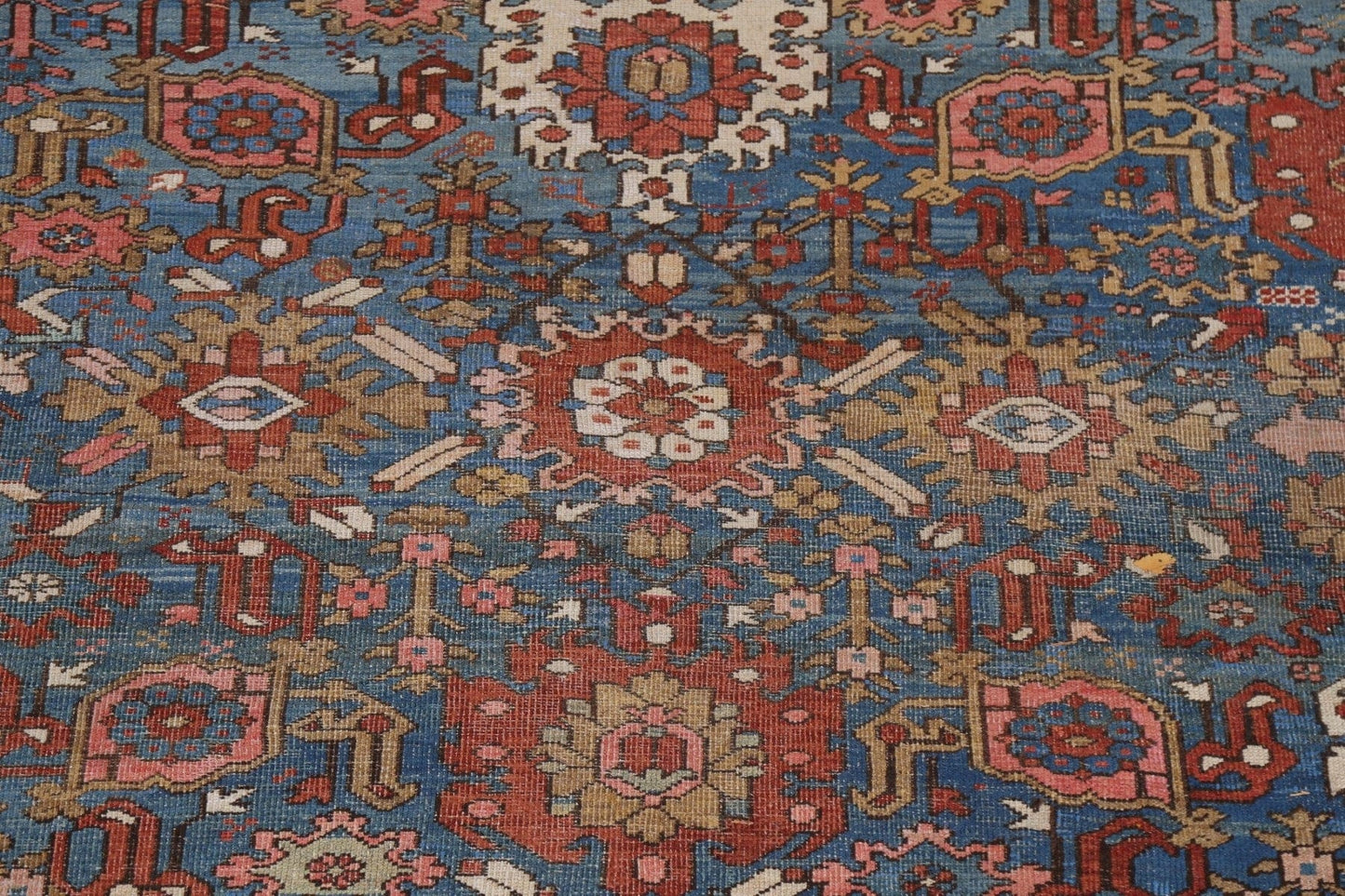 Pre-1900 Antique Vegetable Dye Heriz Serapi Persian Rug 10x12