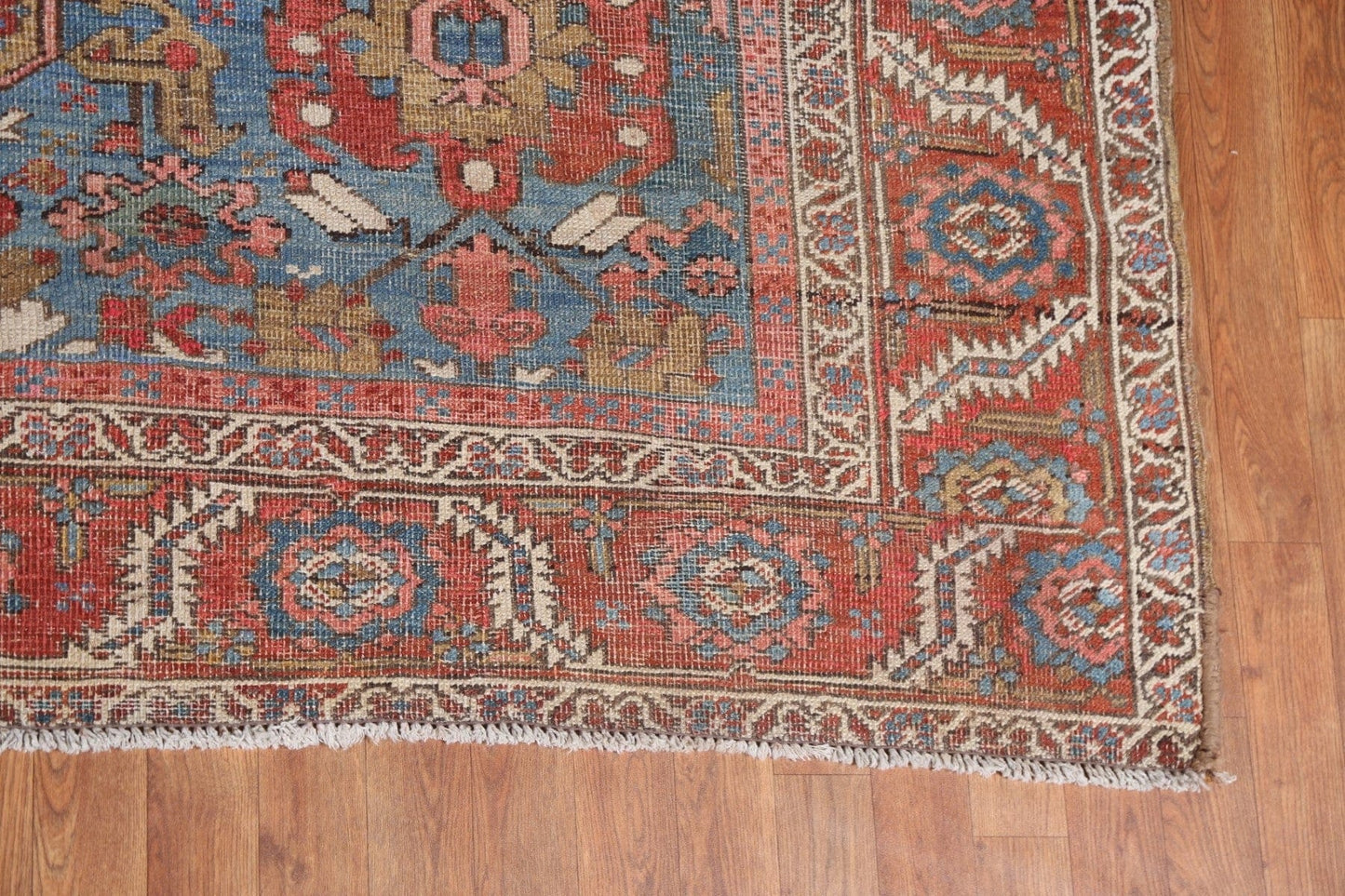 Pre-1900 Antique Vegetable Dye Heriz Serapi Persian Rug 10x12