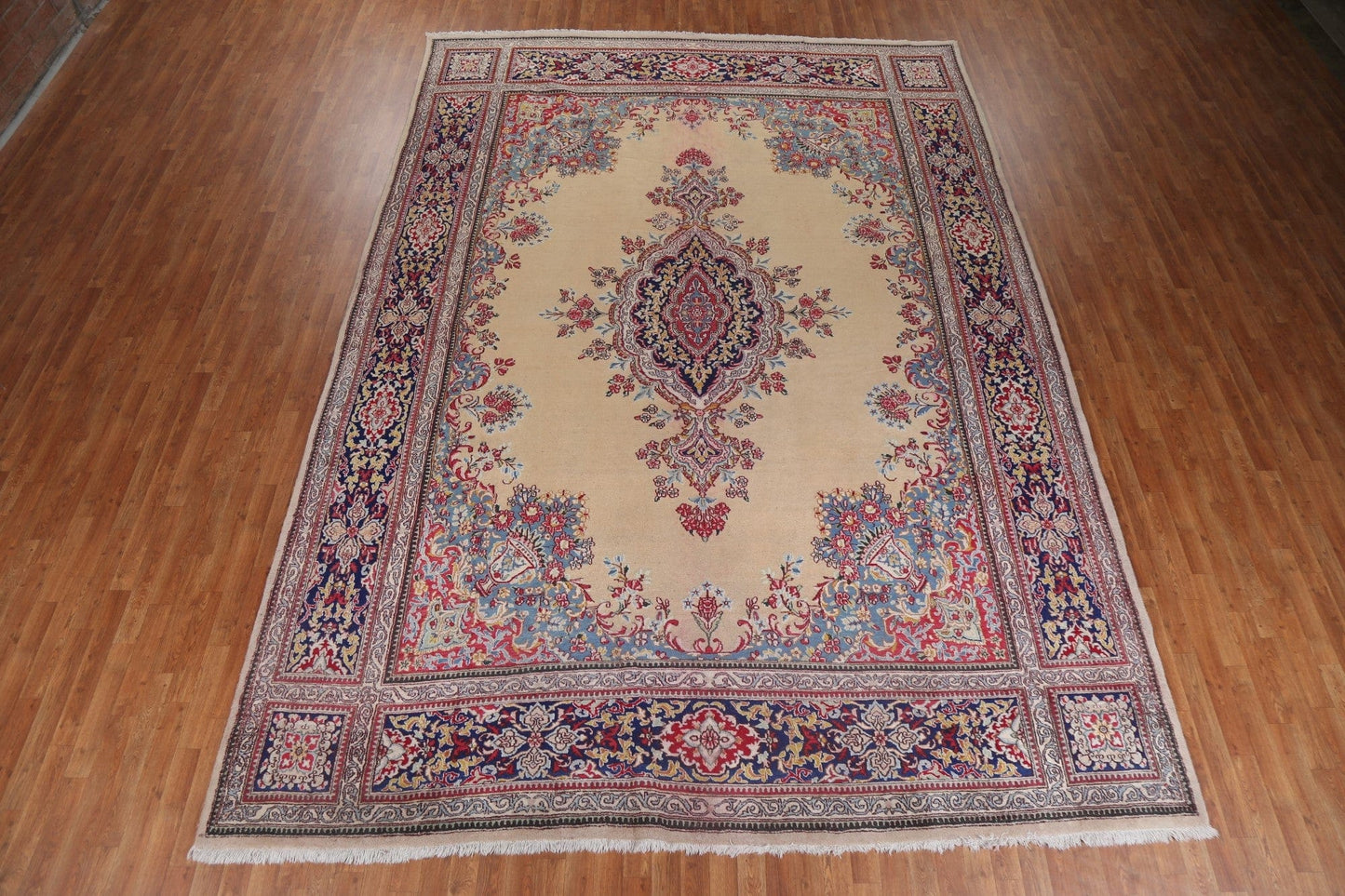 Geometric Handmade Wool Kerman Persian Area Rug 10x14