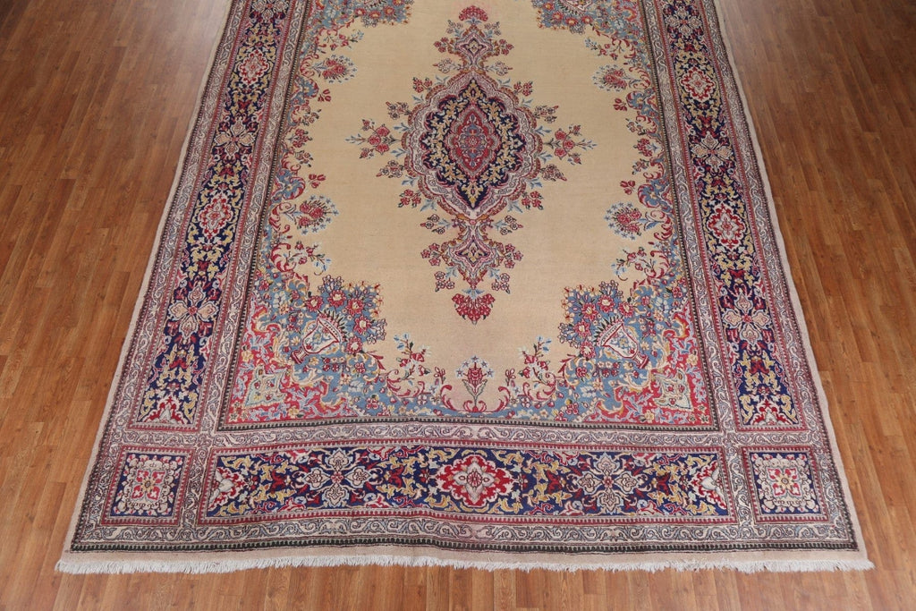 Geometric Handmade Wool Kerman Persian Area Rug 10x14