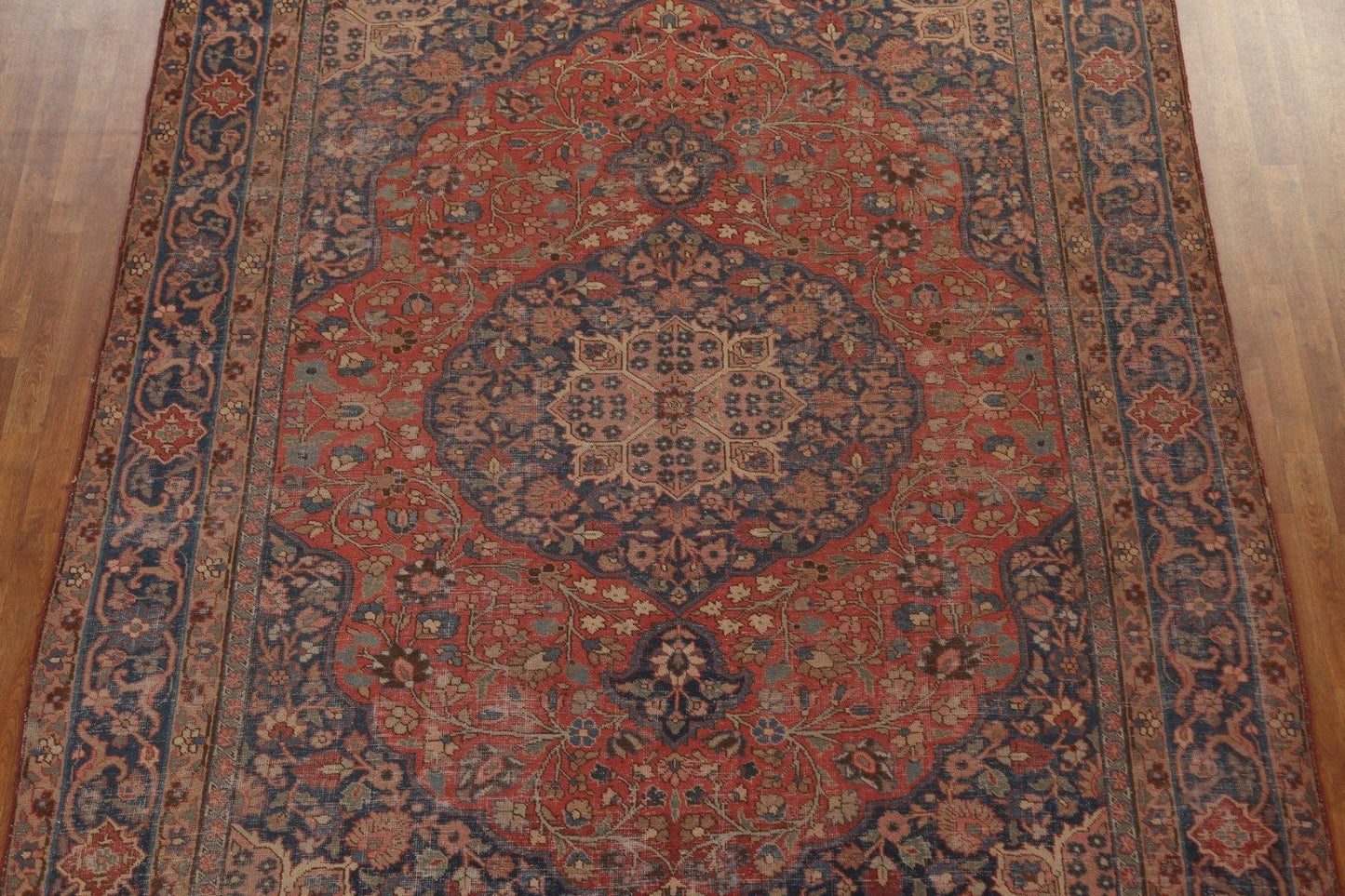 Antique Floral Wool Tabriz Persian Area Rug 8x11