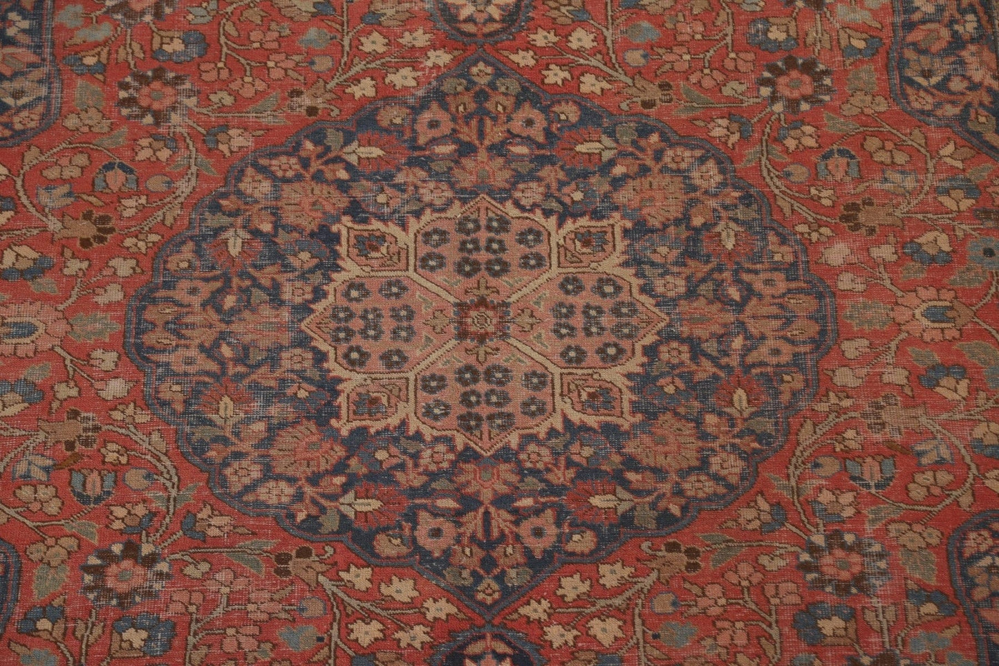 Antique Floral Wool Tabriz Persian Area Rug 8x11