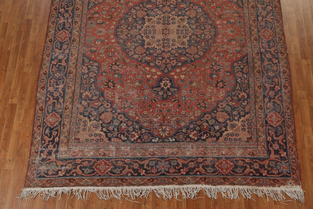 Antique Floral Wool Tabriz Persian Area Rug 8x11