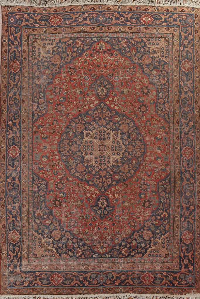 Antique Floral Wool Tabriz Persian Area Rug 8x11