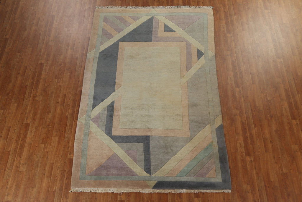 Geometric Wool Nepalese Oriental Area Rug 6x10