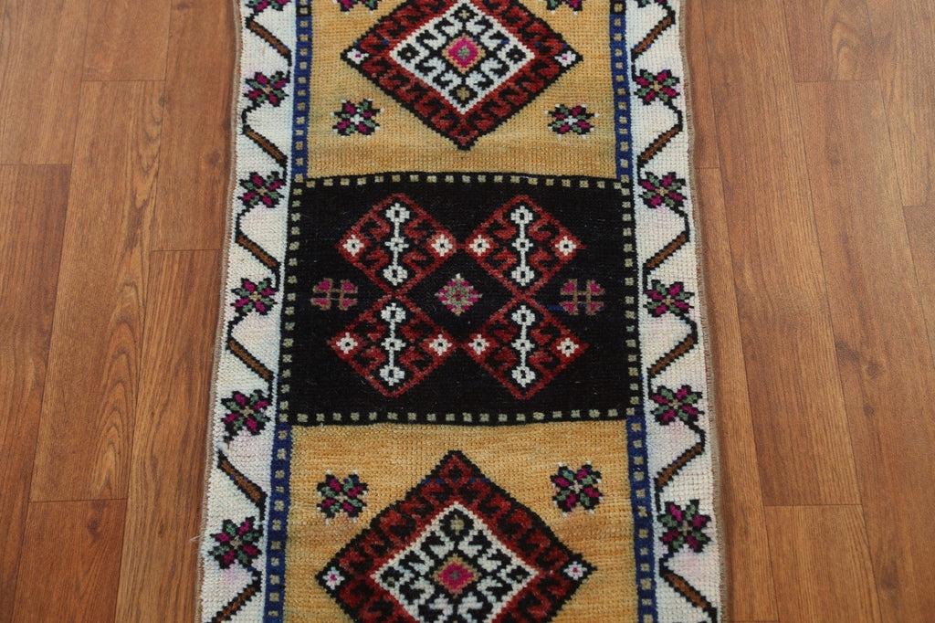 Vintage Geometric Anatolian Oriental Wool Rug 2x3