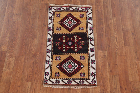 Geometric Anatolian Turkish Wool Rug 1x3