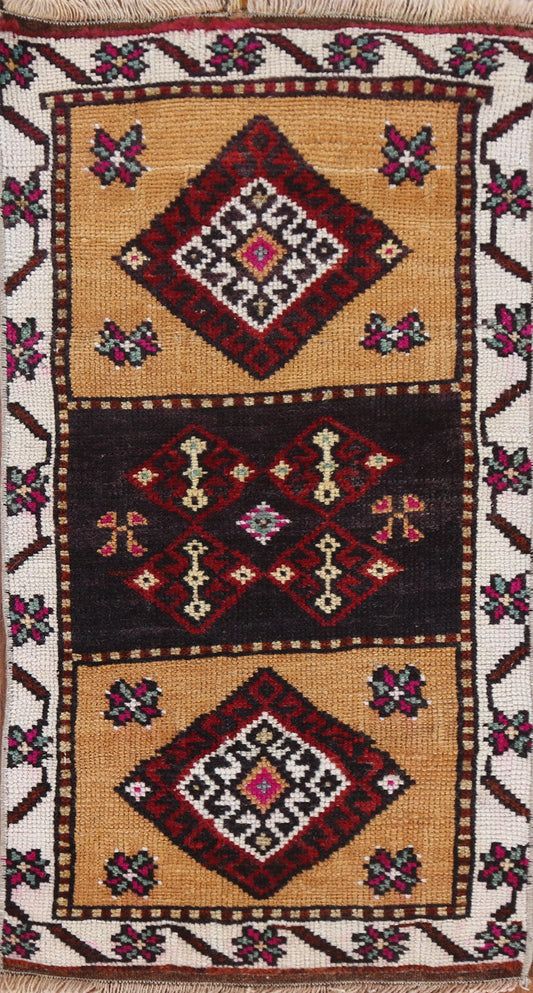 Geometric Anatolian Turkish Wool Rug 1x3