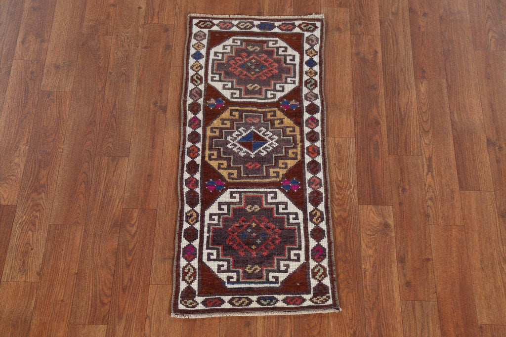 Geometric Anatolian Oriental Area Rug Wool 1x3