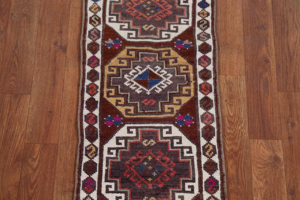 Geometric Anatolian Oriental Area Rug Wool 1x3