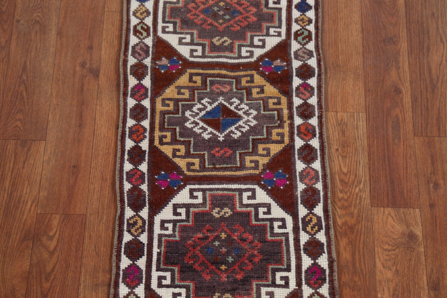 Geometric Anatolian Oriental Area Rug Wool 1x3