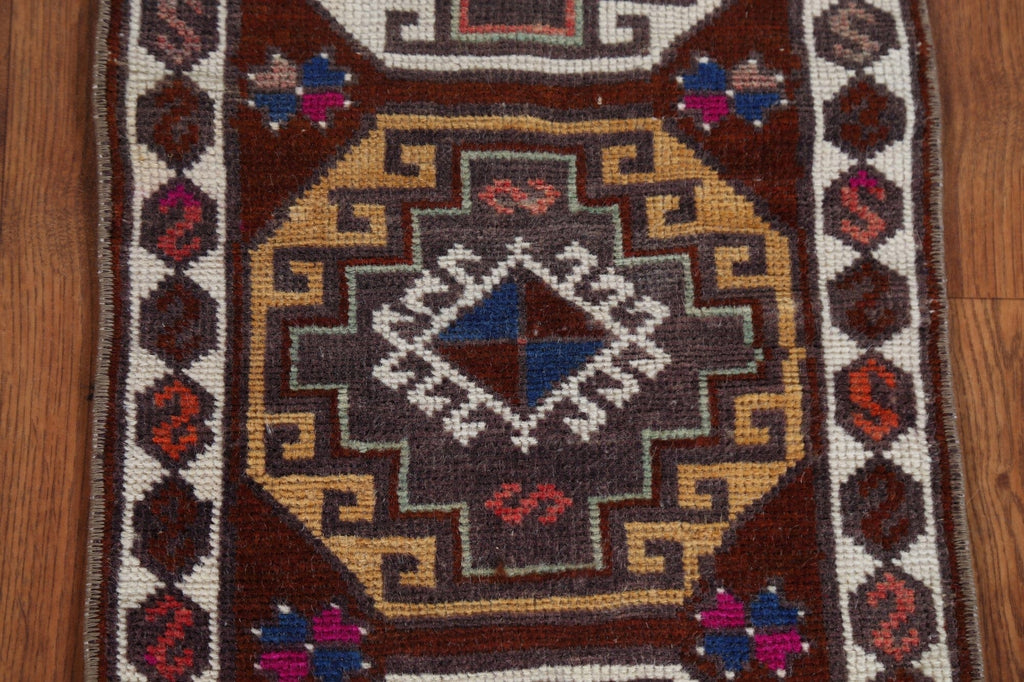 Geometric Anatolian Oriental Area Rug Wool 1x3