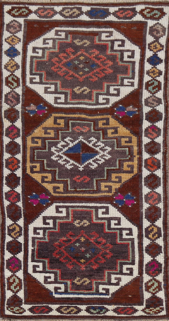 Geometric Anatolian Oriental Area Rug Wool 1x3