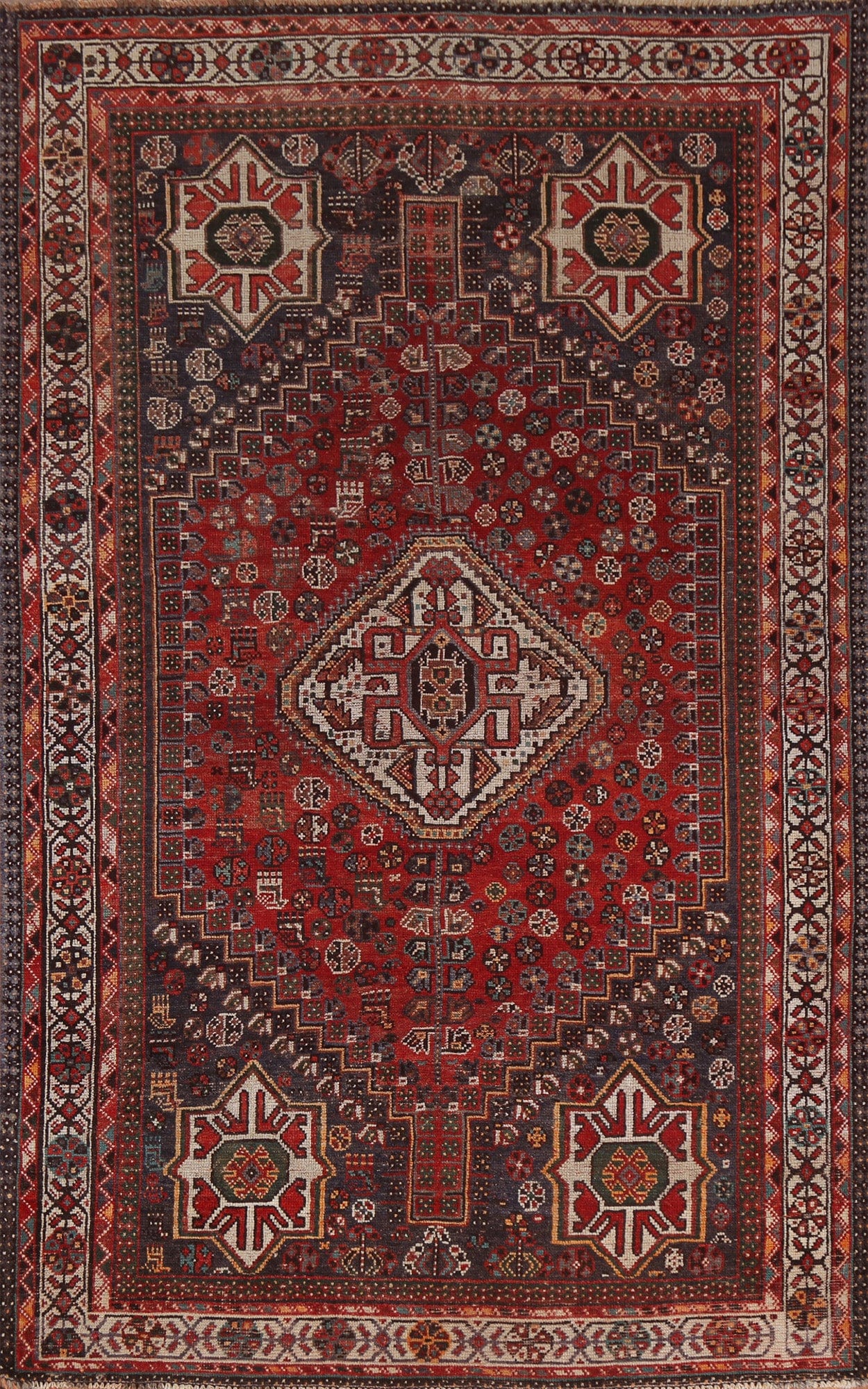 Vegetable Dye Red Shiraz Persian Area Rug 5x9