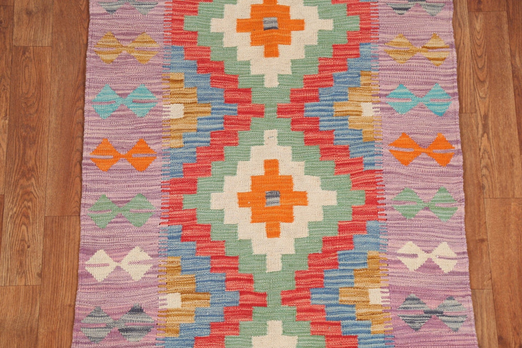 Kilim Geometric Vegetable Dye Oriental Wool Rug 3x4