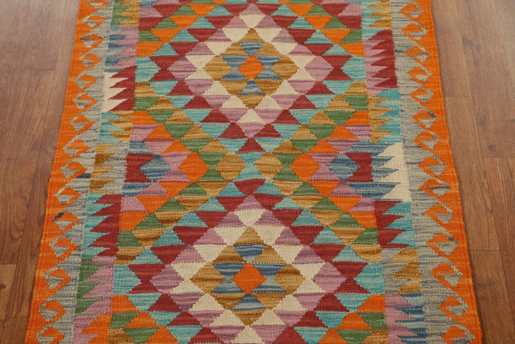 Vegetable Dye Geometric Kilim Oriental Rug 3x4