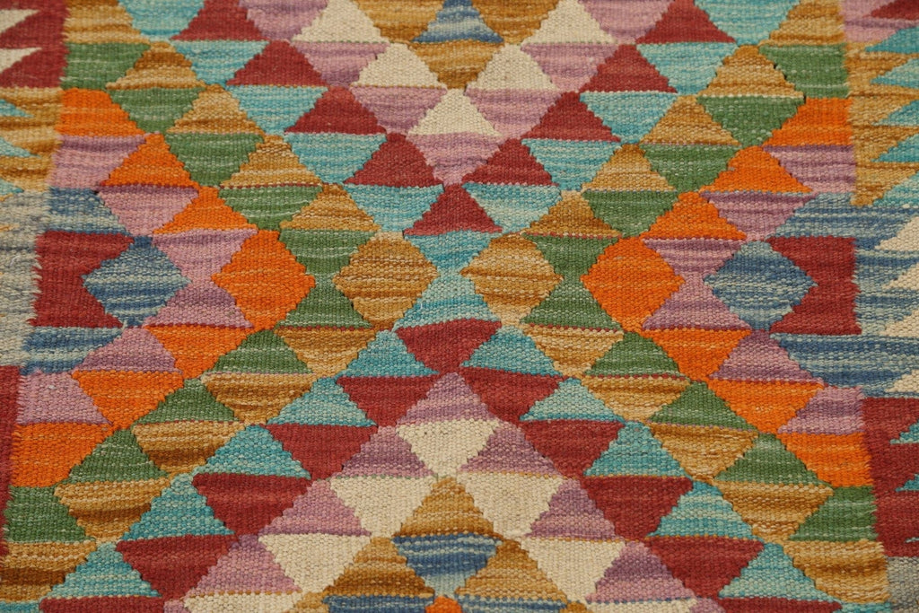 Vegetable Dye Geometric Kilim Oriental Rug 3x4