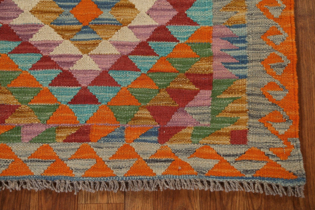 Vegetable Dye Geometric Kilim Oriental Rug 3x4