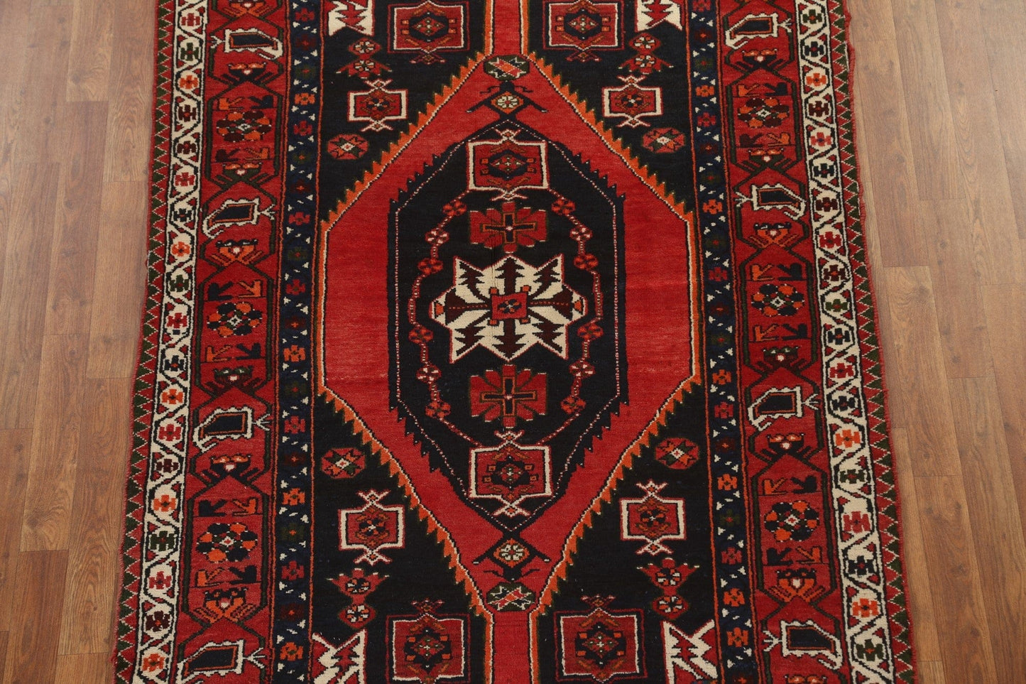 Geometric Hamedan Persian Area Rug 4x7