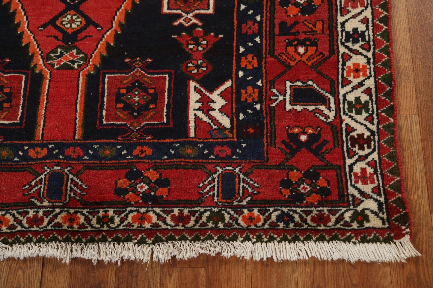 Geometric Hamedan Persian Area Rug 4x7