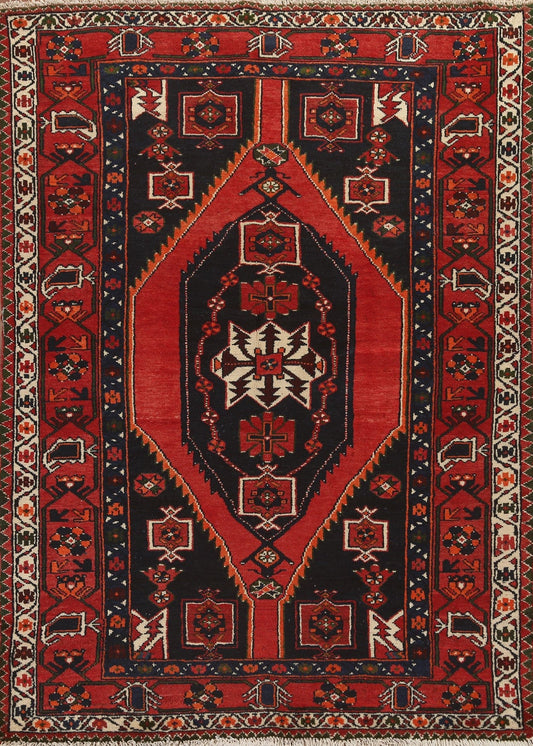 Geometric Hamedan Persian Area Rug 4x7