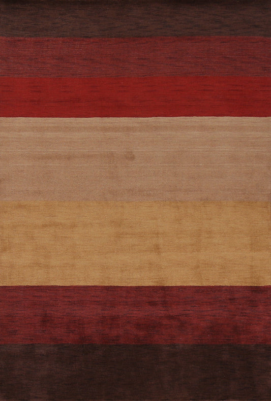 Striped Wool Gabbeh Oriental Area Rug 7x10