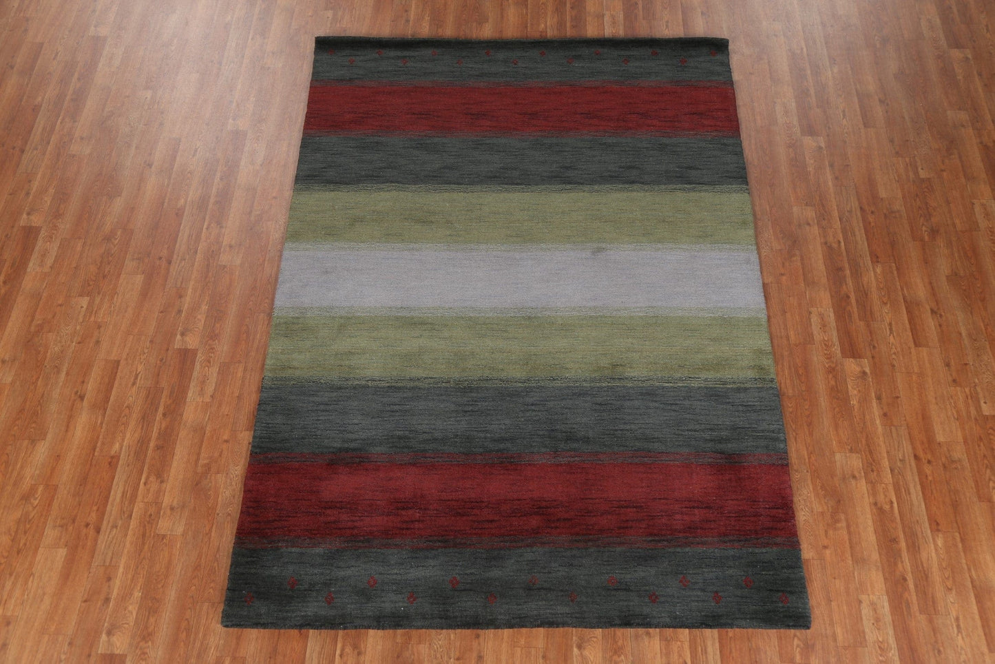 Striped Wool Gabbeh Oriental Area Rug 6x8