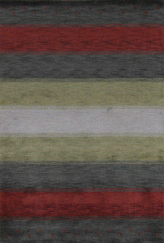 Striped Wool Gabbeh Oriental Area Rug 6x8