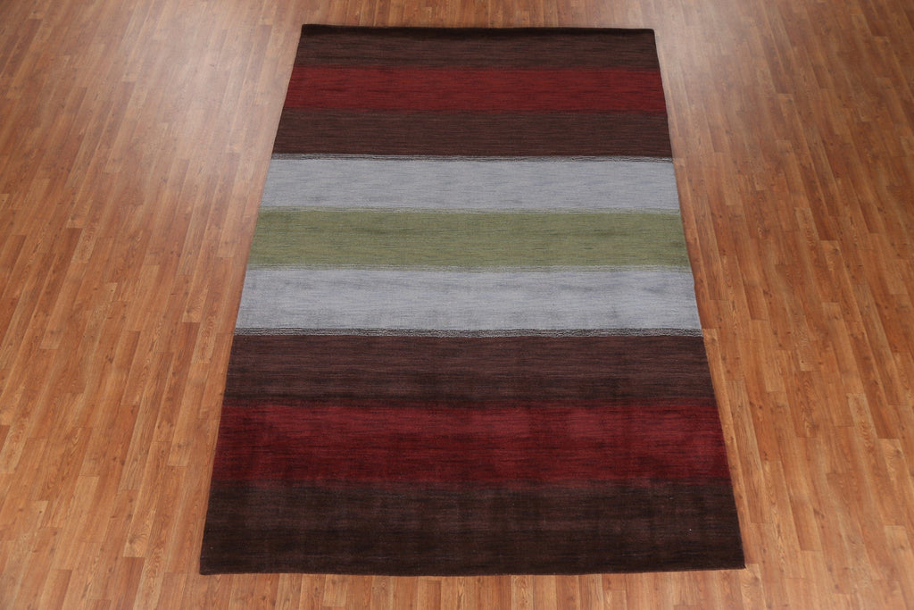 Striped Wool Gabbeh Oriental Area Rug 7x10