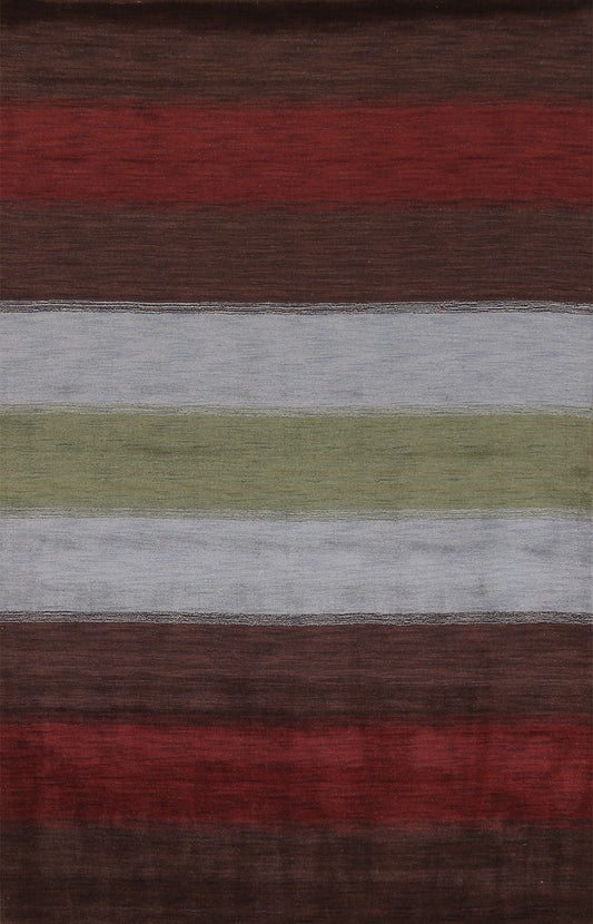 Striped Wool Gabbeh Oriental Area Rug 7x10