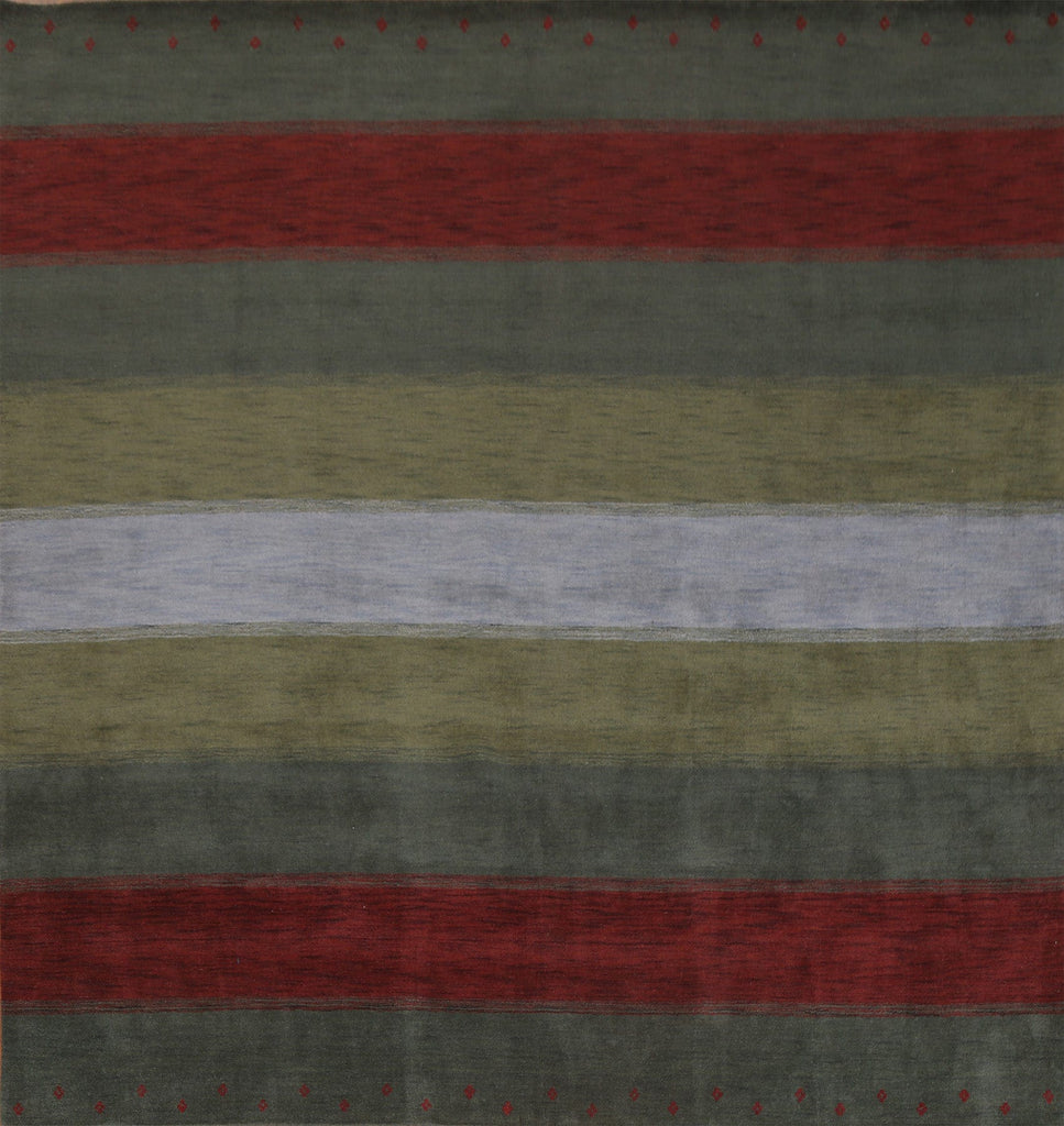 Striped Wool Gabbeh Oriental Square Rug 10x10