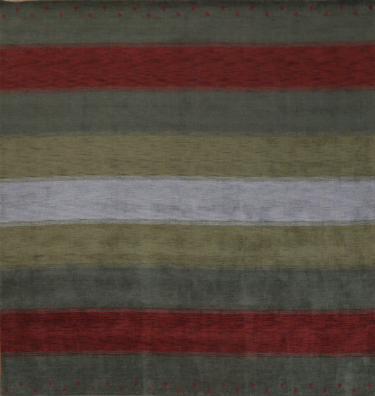 Striped Wool Gabbeh Oriental Square Rug 10x10