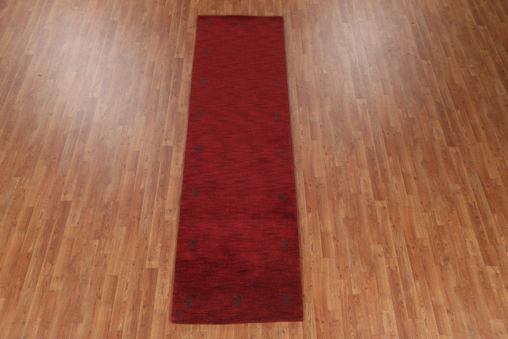 Red Wool Gabbeh Oriental Runner Rug 3x10