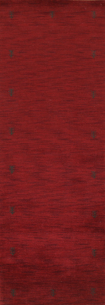 Red Wool Gabbeh Oriental Runner Rug 3x10