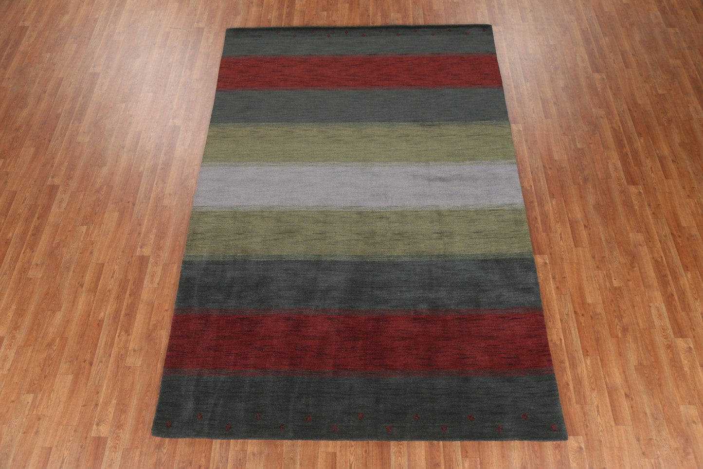 Green Striped Gabbeh Oriental Area Rug 6x10