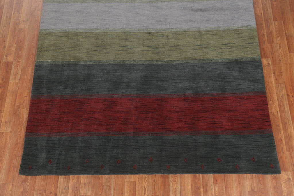 Green Striped Gabbeh Oriental Area Rug 6x10