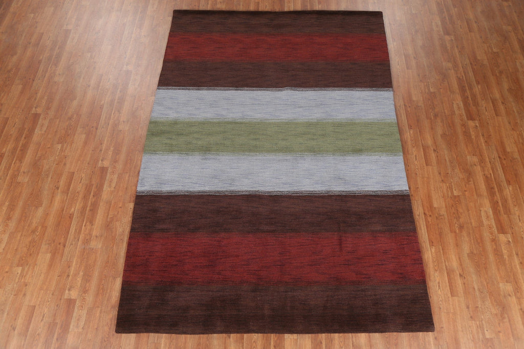 Striped Wool Gabbeh Oriental Area Rug 7x10