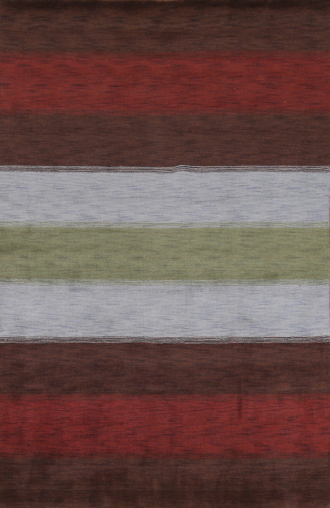 Striped Wool Gabbeh Oriental Area Rug 7x10