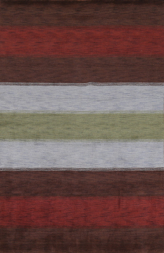 Striped Wool Gabbeh Oriental Area Rug 7x10